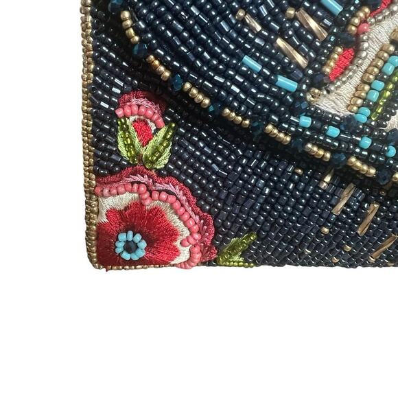 Mary Frances Blue Beaded Mystic Flap Crossbody Bag Gold Chain Crossbody - Picture 5 of 16